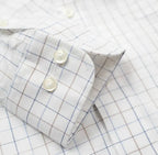 Cooper & Stewart White Ground Blue/Tan Check Button Down Collar