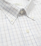 Cooper & Stewart White Ground Blue/Tan Check Button Down Collar