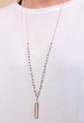 Caroline Hill - Courtland Long Beaded Necklace with Bar Stone Pendant