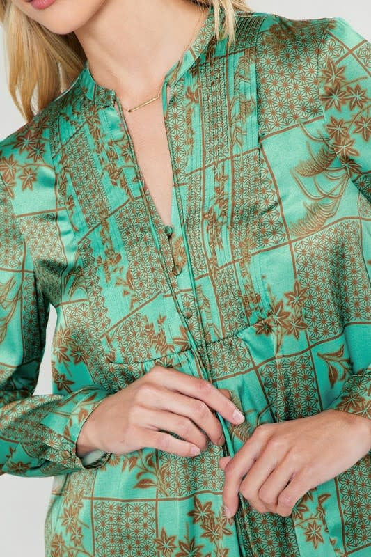 Current Air Floral Printed Mandarin Collar Blouse