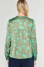 Current Air Floral Printed Mandarin Collar Blouse