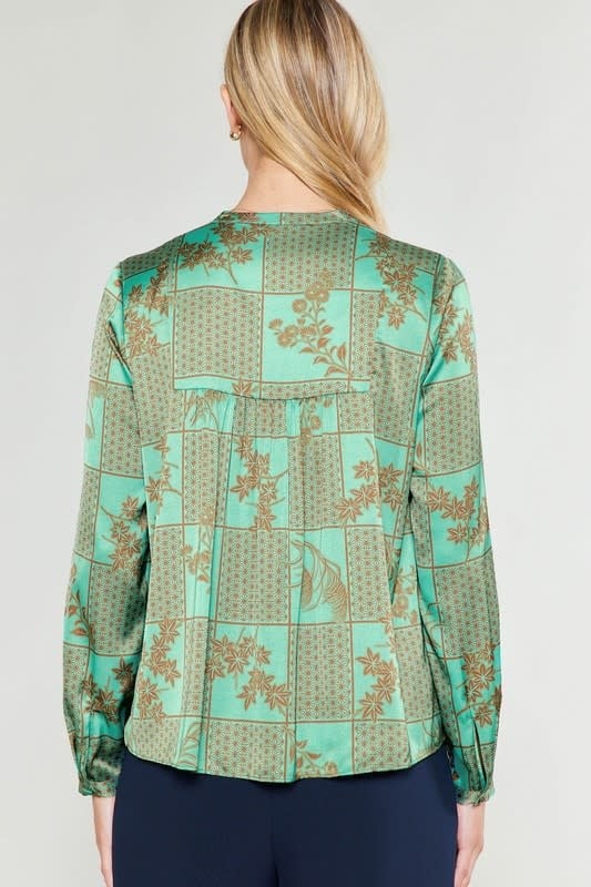 Current Air Floral Printed Mandarin Collar Blouse