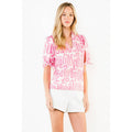 THML - Short Sleeve Abstract Pattern V-Neck Top