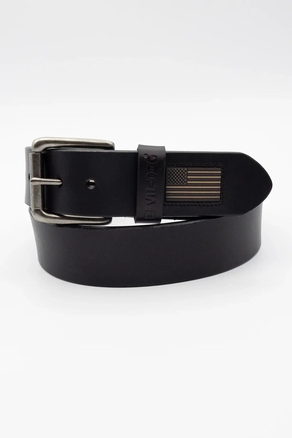 Devil Dog Leather Flag Belt/Antique Nickel Buckle