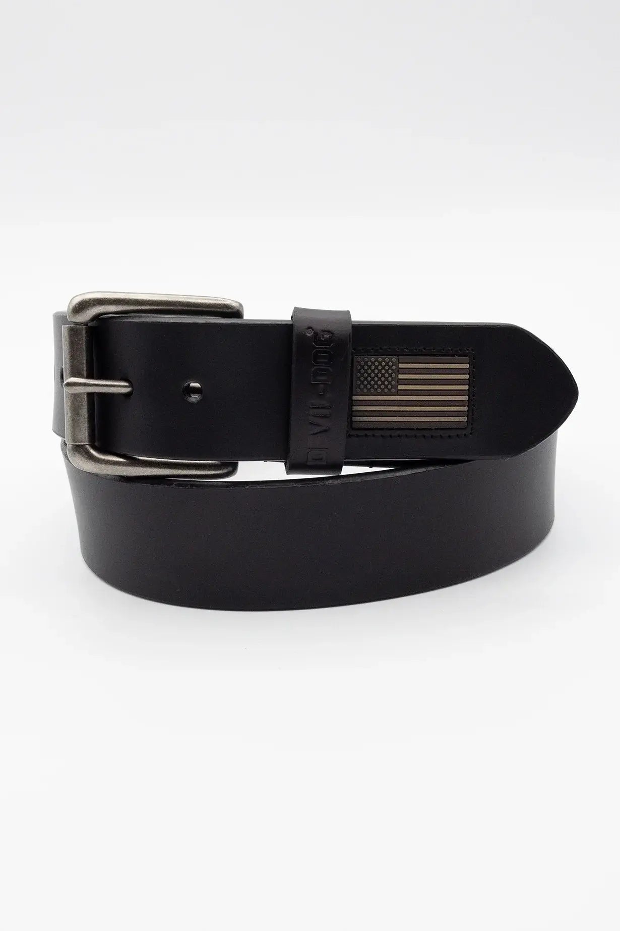 Devil Dog Leather Flag Belt/Antique Nickel Buckle
