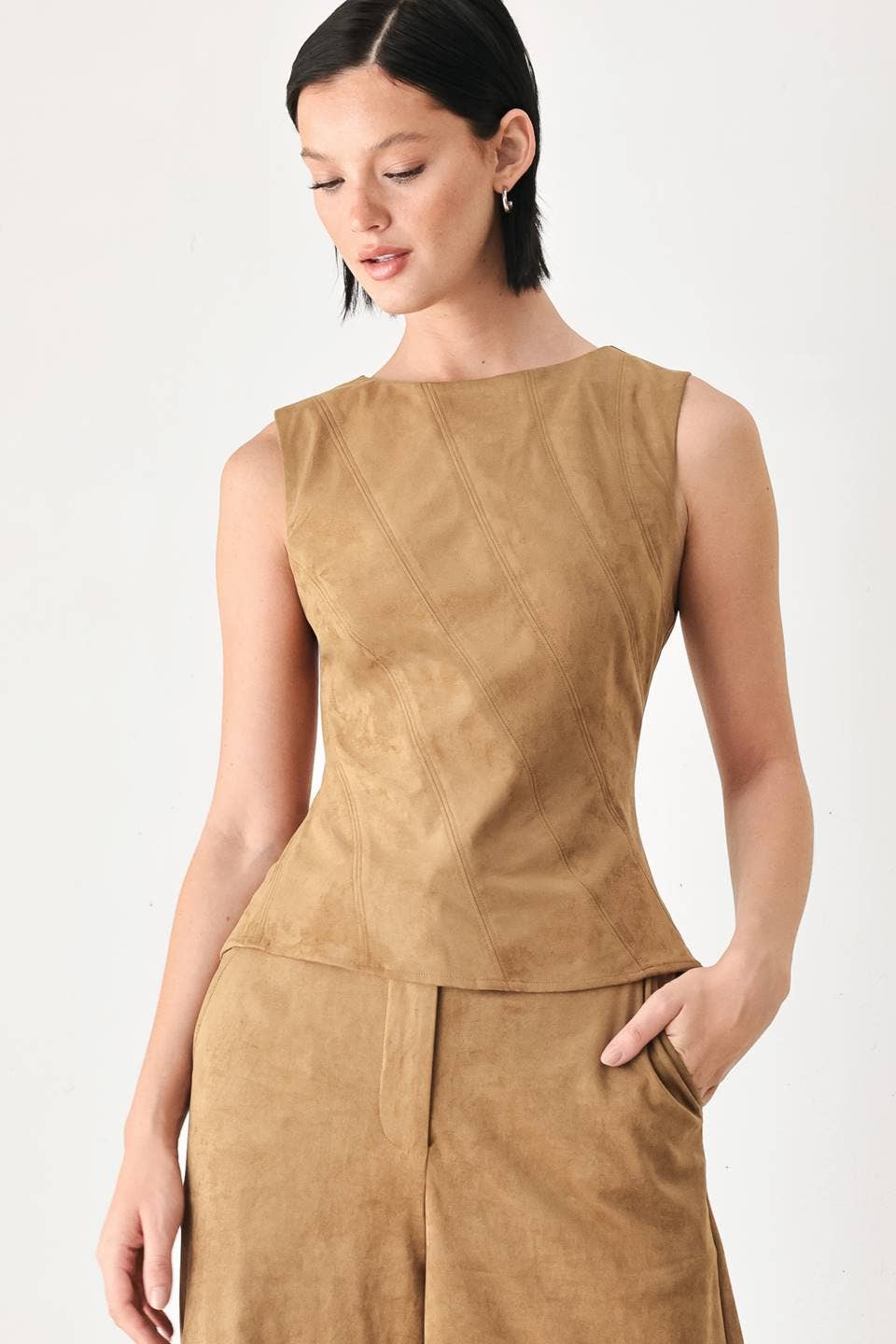 Flying Tomato faux suede top