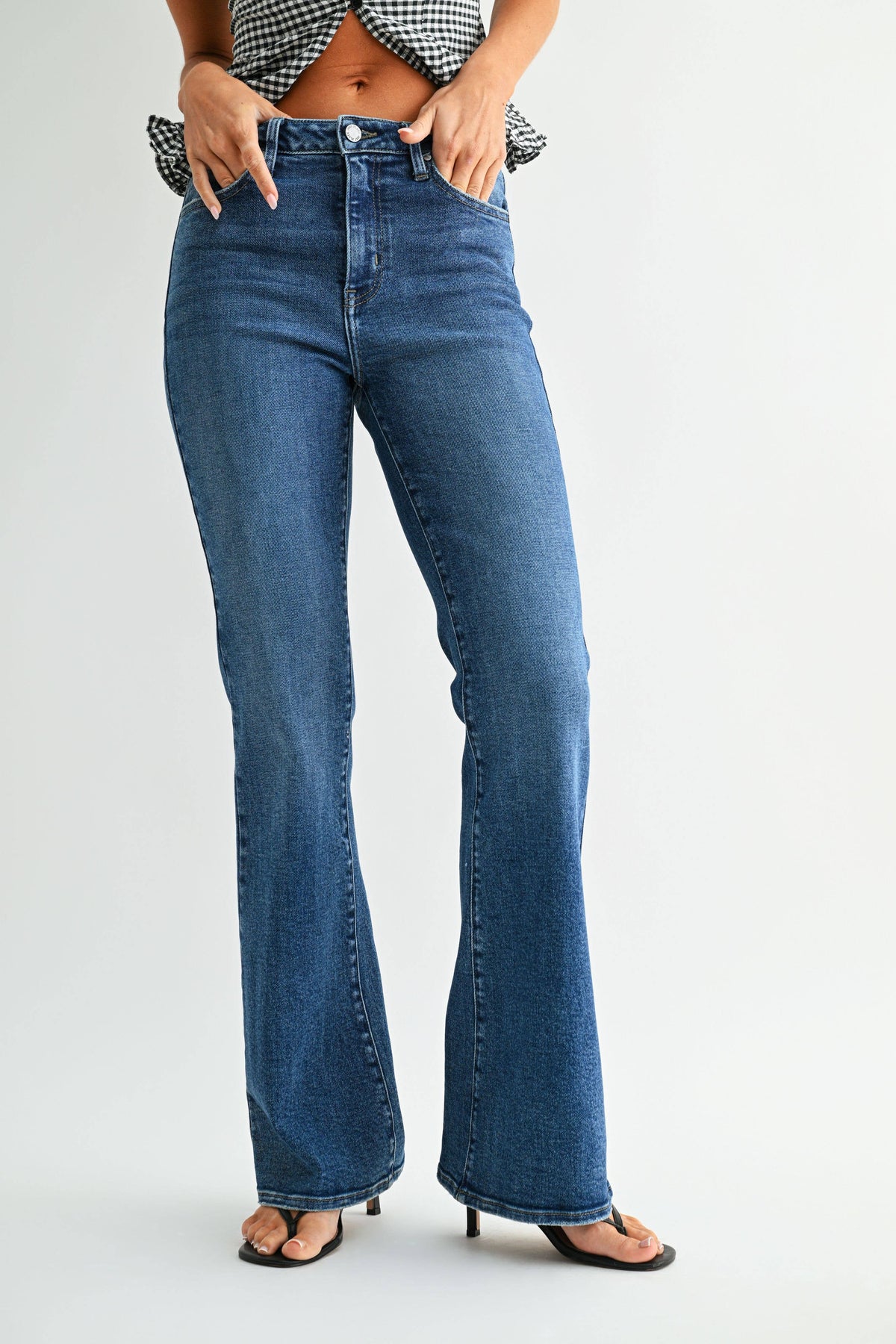 Just Black Denim  Vintage Relaxed Skinny Flare - Dark Denim