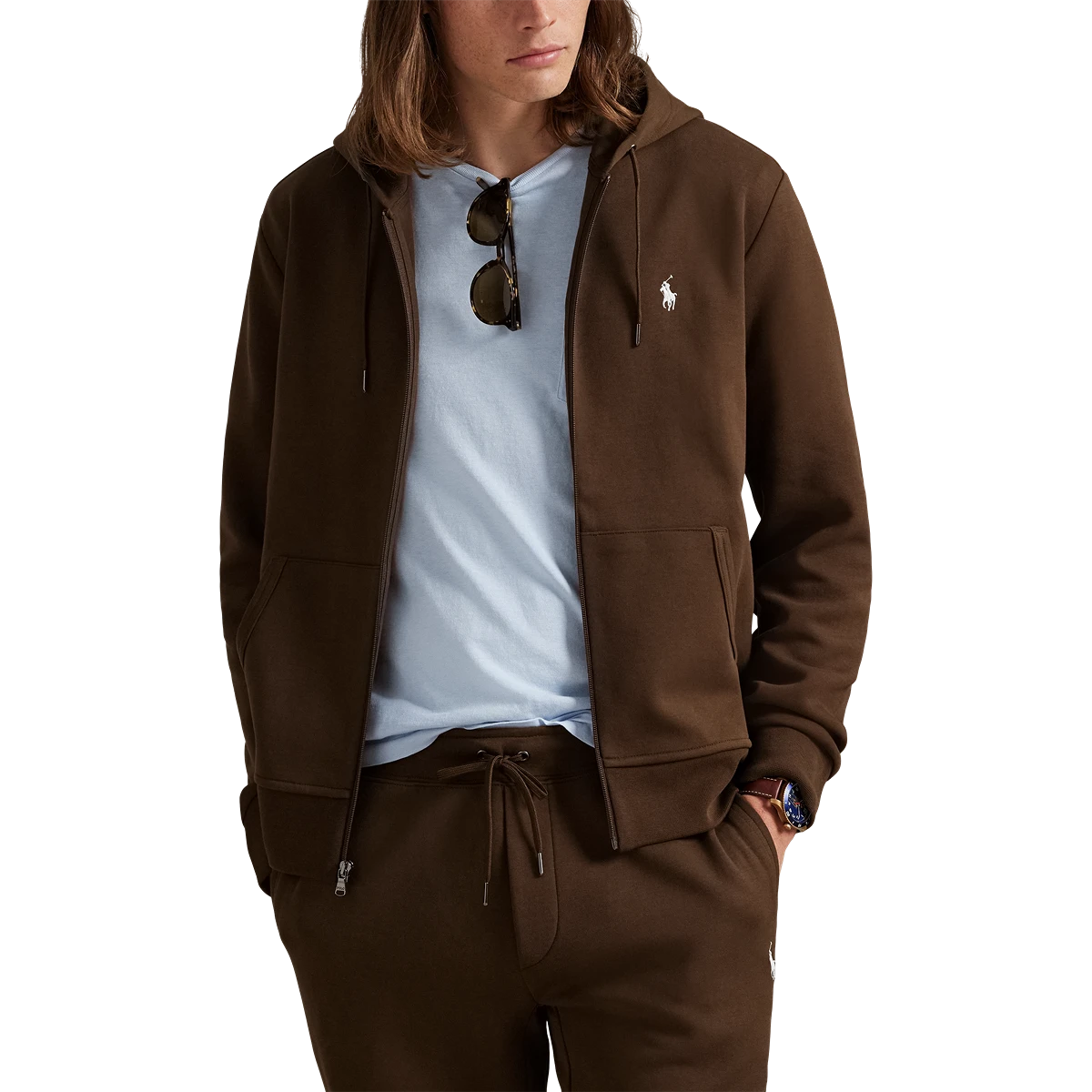 PRL L/S Double Knit Tech Full-Zip Hooded Sweatshirt