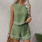 Rosa Clothing Boho Print Sleeveless Top Shorts Set Vest 2-Piece Set