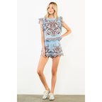 THML - Embroidered Elastic Waist Scallop Shorts