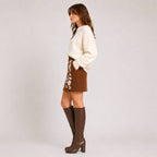 LoveWednesday  Celeste Embroidered Corduroy Mini Skirt