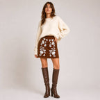 LoveWednesday  Celeste Embroidered Corduroy Mini Skirt