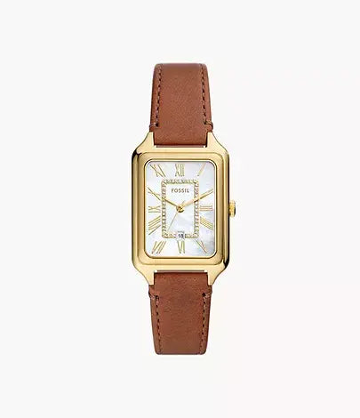 Fossil Raquel Three-Hand Date Medium Brown Leather Watch
