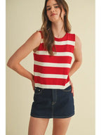 Cloud Ten Striped Sleeveless Sweater Vest