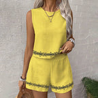 Rosa Clothing Boho Print Sleeveless Top Shorts Set Vest 2-Piece Set