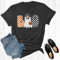 The Way Down South Retro Halloween Checkered Boo Ghost Graphic Tee