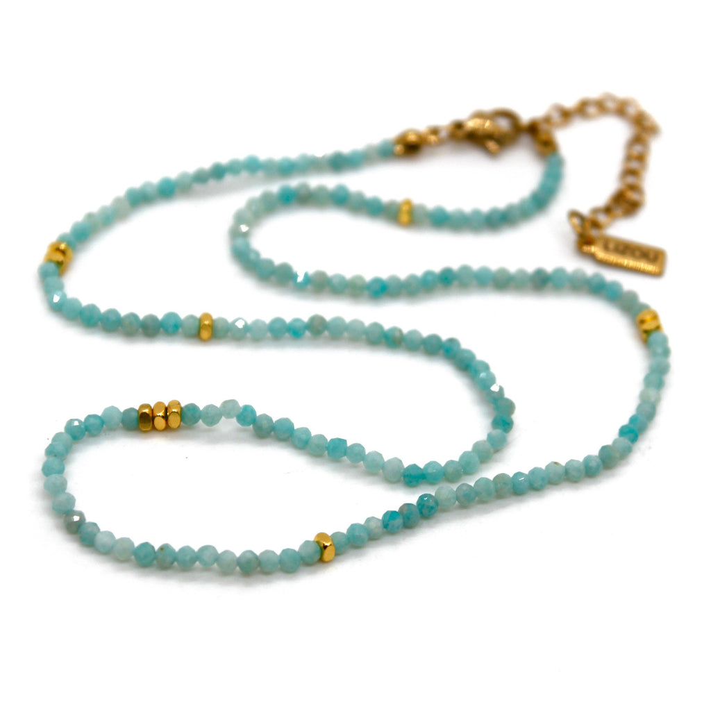 Lizou Stone and Gold Luxury Short Necklace