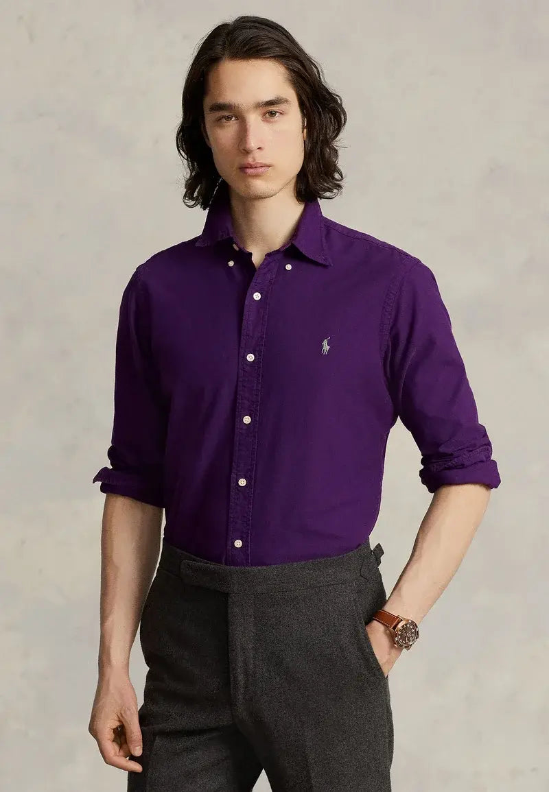 PRL Long-Sleeve Garment-Dyed Oxford Sport Shirt