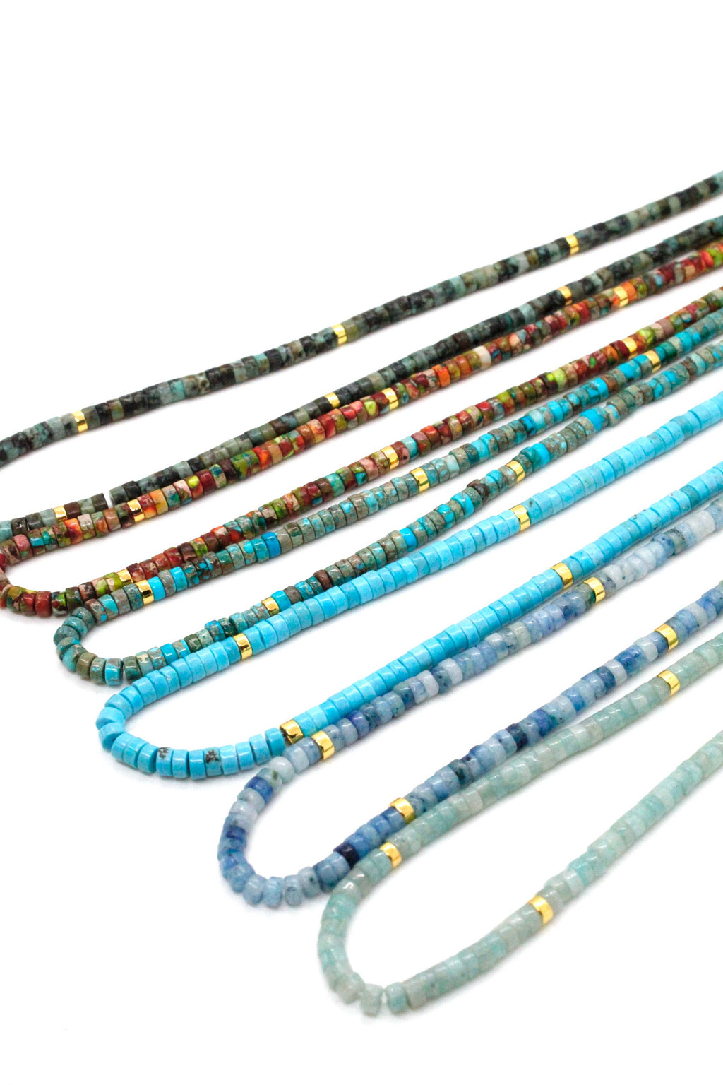 Lizou Natural Stone Short Necklace with Gold -Stone Collection