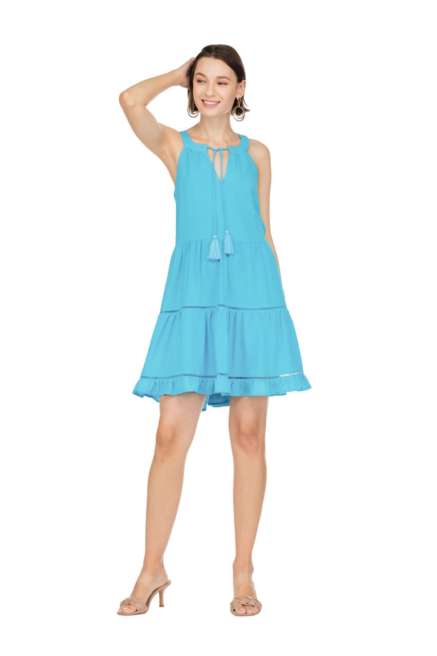Joy Joy Trim Tier Halter Dress