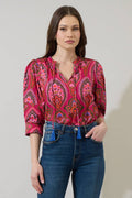 Sugarlips - Azura Floral Irina Split Neck Top