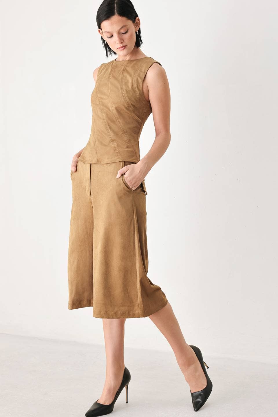 Flying Tomato faux suede top