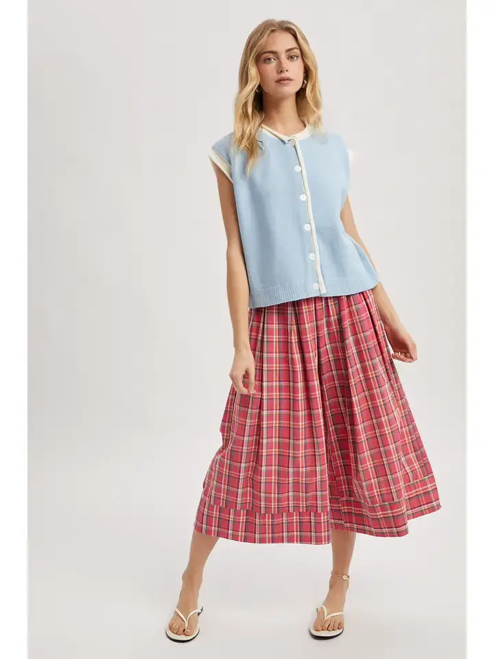 Wishlist Contrast Button-Up Sweater Vest