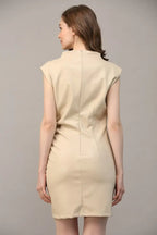 Fate by LFD Ruched Detail Cowl Neck Faux Leather Dress