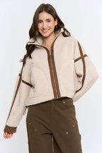 Camellia   Sherpa Fleece Zip-Up Jacket