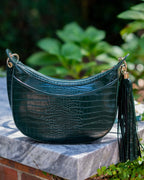 Caroline Hill - Mallory Crossbody with Tassel Hunter Green EC