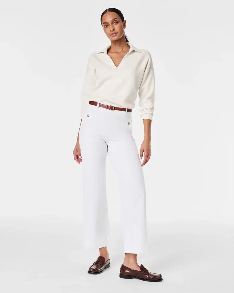 Spanx Stretch Twill Cropped Wide Leg Pant