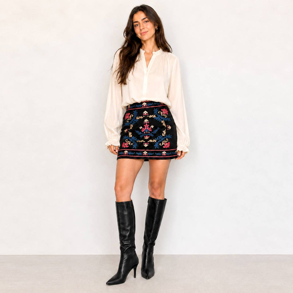 LoveWednesday  Midnight Garden Mini Skirt