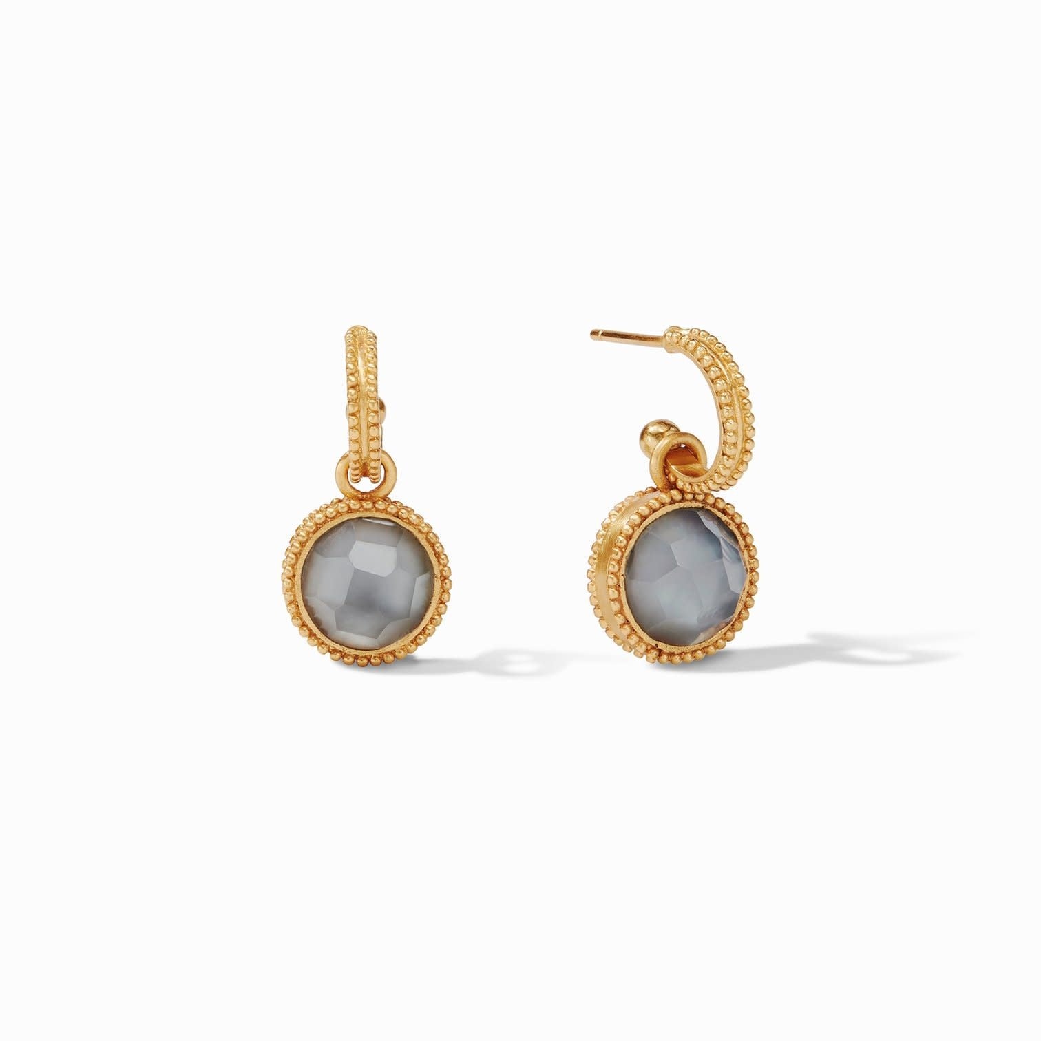 Julie Vos Fleur-de-Lis Hoop & Charm Reversible Gold Earrings