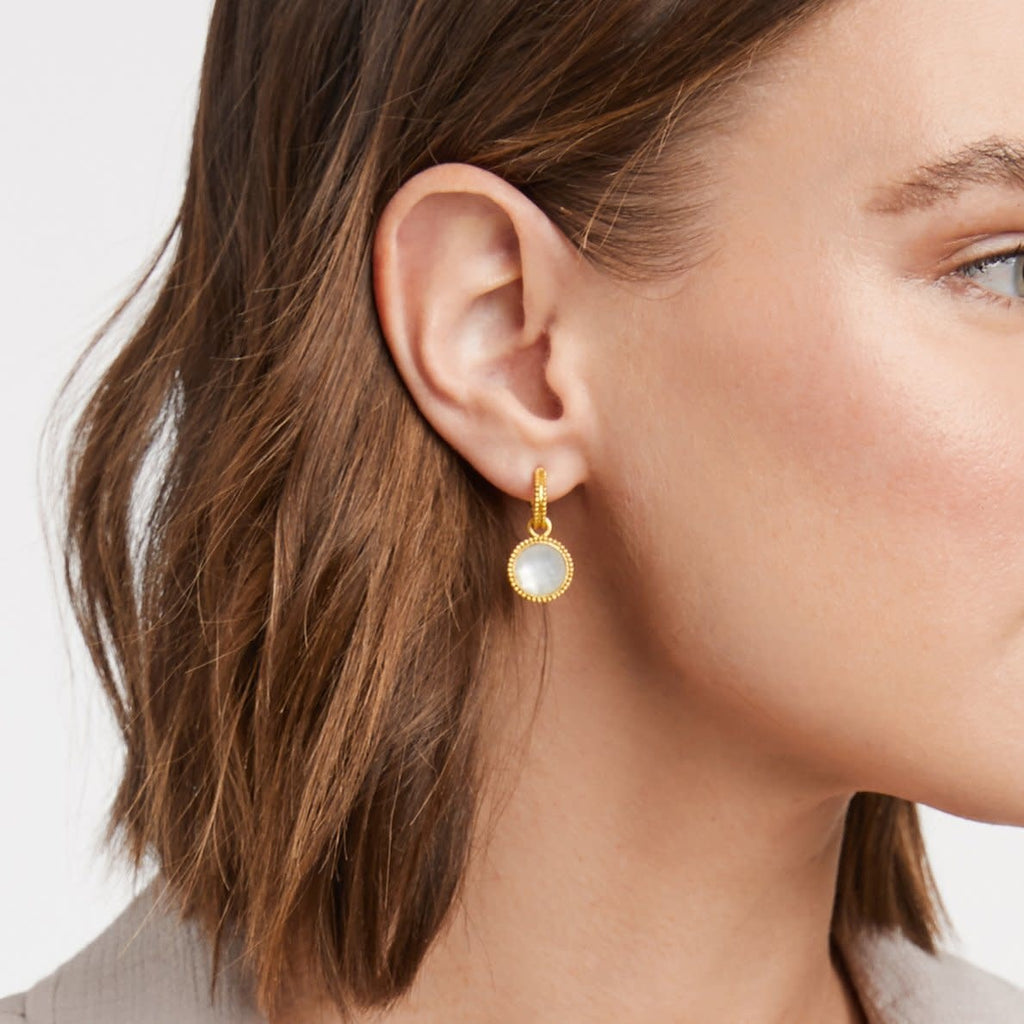 Julie Vos Fleur-de-Lis Hoop & Charm Reversible Gold Earrings