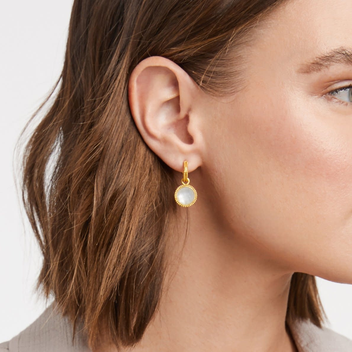 Julie Vos Fleur-de-Lis Hoop & Charm Reversible Gold Earrings