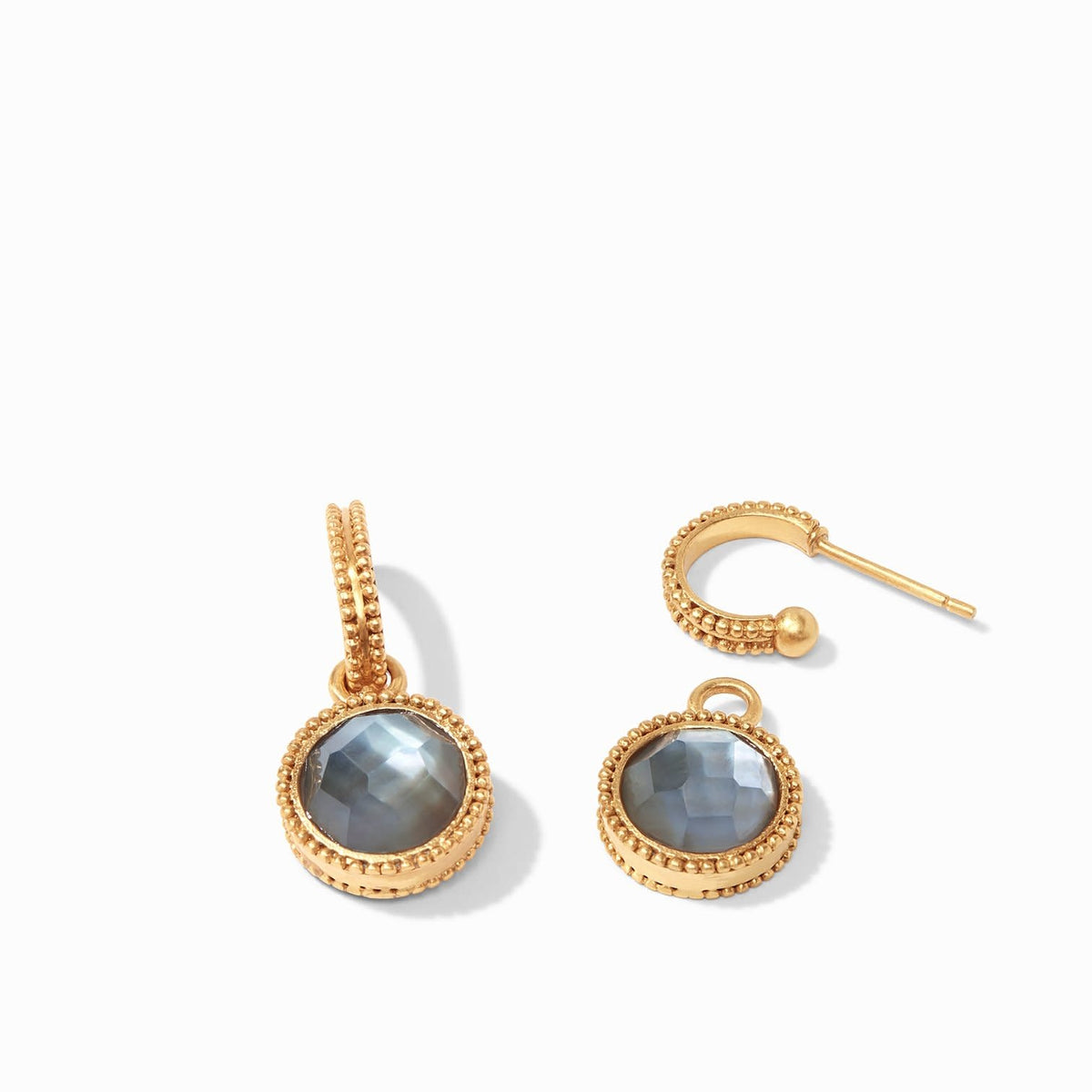 Julie Vos Fleur-de-Lis Hoop & Charm Reversible Gold Earrings