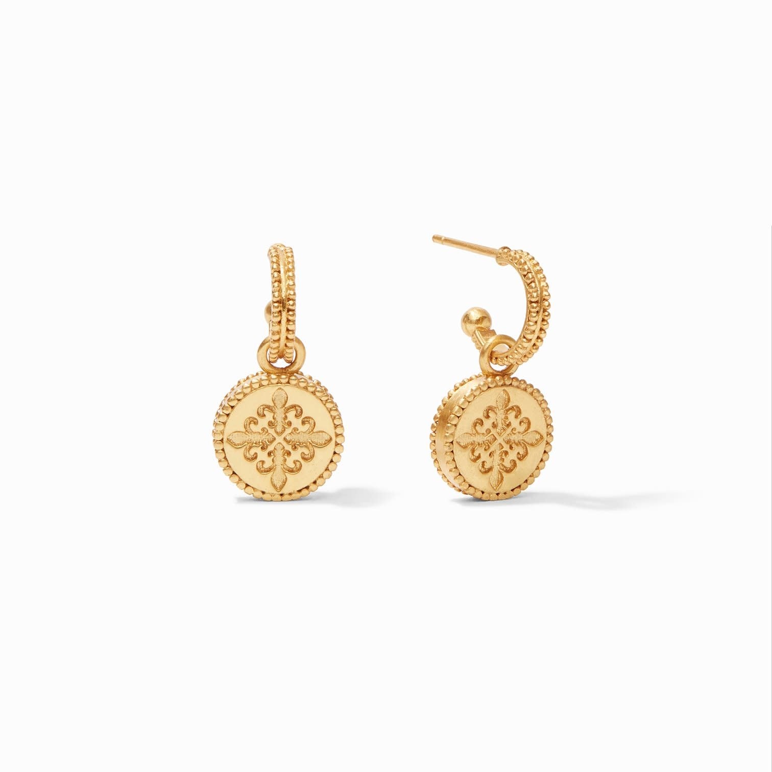 Julie Vos Fleur-de-Lis Hoop & Charm Reversible Gold Earrings