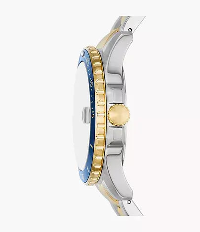 Fossil Blue Dive Three-Hand Date Two-Tone Stainless Steel Watch