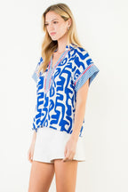 THML Short Sleeve Abstract Pattern Top
