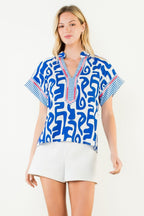 THML Short Sleeve Abstract Pattern Top