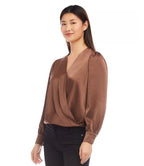 Karen Kane Drape Front Satin Top