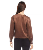 Karen Kane Drape Front Satin Top