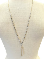 Caroline Hill - Courtland Long Beaded Necklace with Bar Stone Pendant