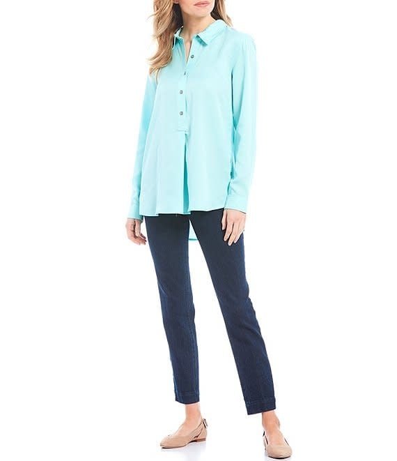 Multiples Hi-Low Side Button Shirt