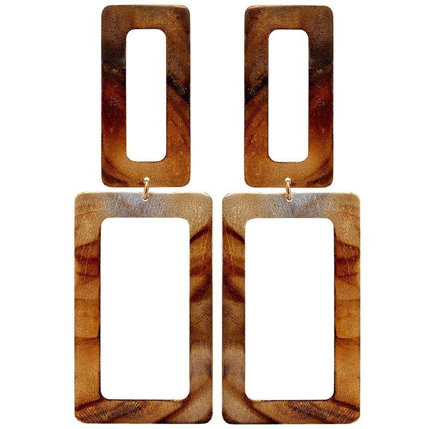 Sheila Fajl Burnished Double Rectangle Dangle Earrings