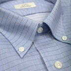 Cooper & Stewart Blue Small Check Button Down Collar (95/5)