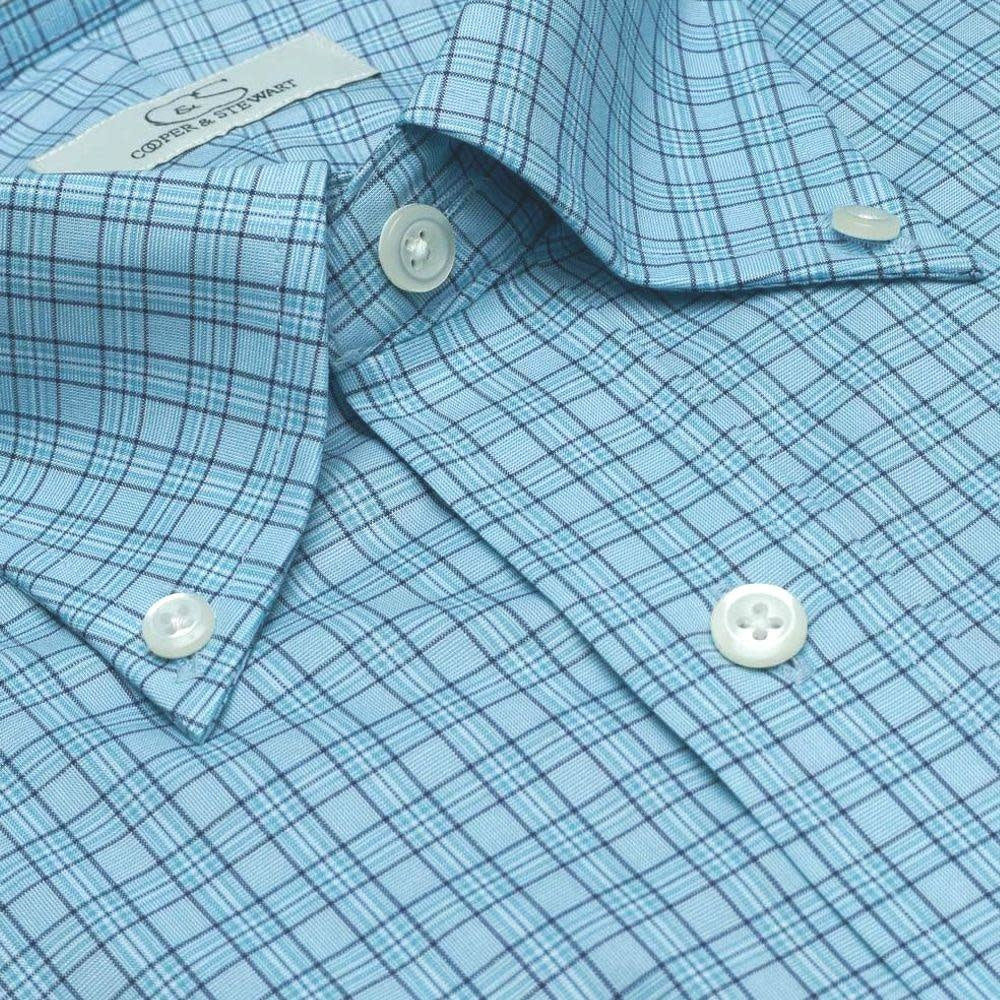 Cooper & Stewart Aiken Plaid Button Down Dress Shirt