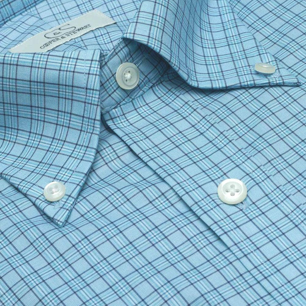 Cooper & Stewart Aiken Plaid Button Down Dress Shirt