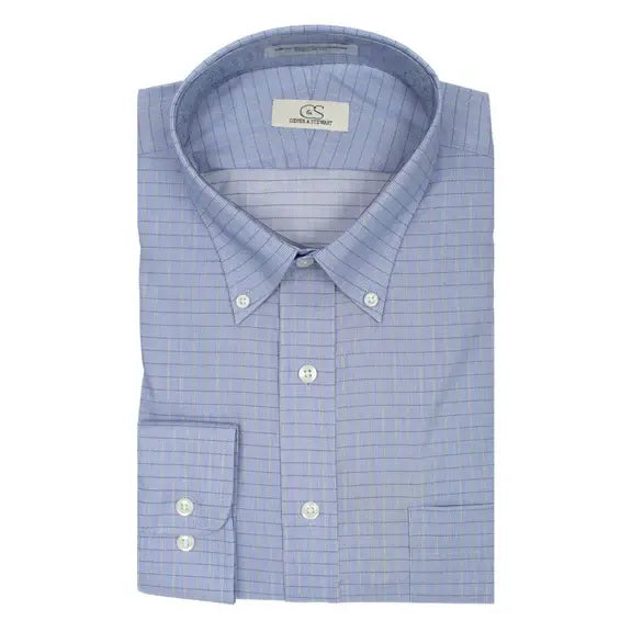 Cooper & Stewart Blue Small Check Button Down Collar (95/5)