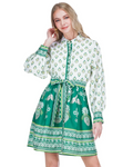 Joy Joy Contrast Button Dress Fern Garden Border